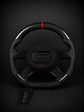 Audi Performance Steering Wheel – Gloss Carbon Fiber, Perforated Leather & Red Center Stripe