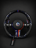 BMW M Performance Steering Wheel – Gloss Forged Carbon Fiber, Perforated Leather, M Tri-Color Center Stripe & Carbon Paddle Shifters