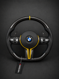 BMW M Performance Steering Wheel – Gloss Carbon Fiber, Perforated Leather & Yellow Center Stripe
