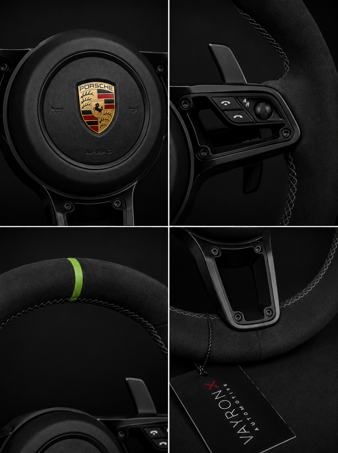 Porsche GT Performance Steering Wheel – Full Alcantara & Green Center Stripe