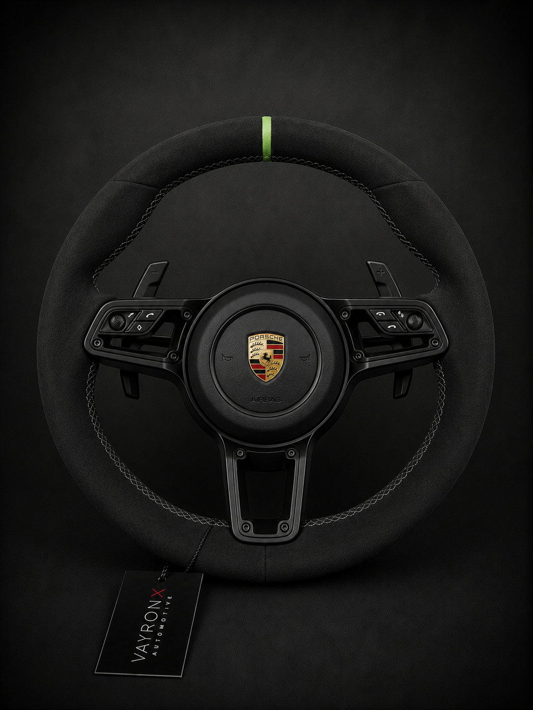 Porsche GT Performance Steering Wheel – Full Alcantara & Green Center Stripe