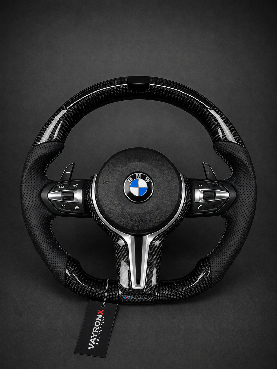BMW M Performance Steering Wheel – Gloss Carbon Fiber, Perforated Leather & LED Shift Indicator