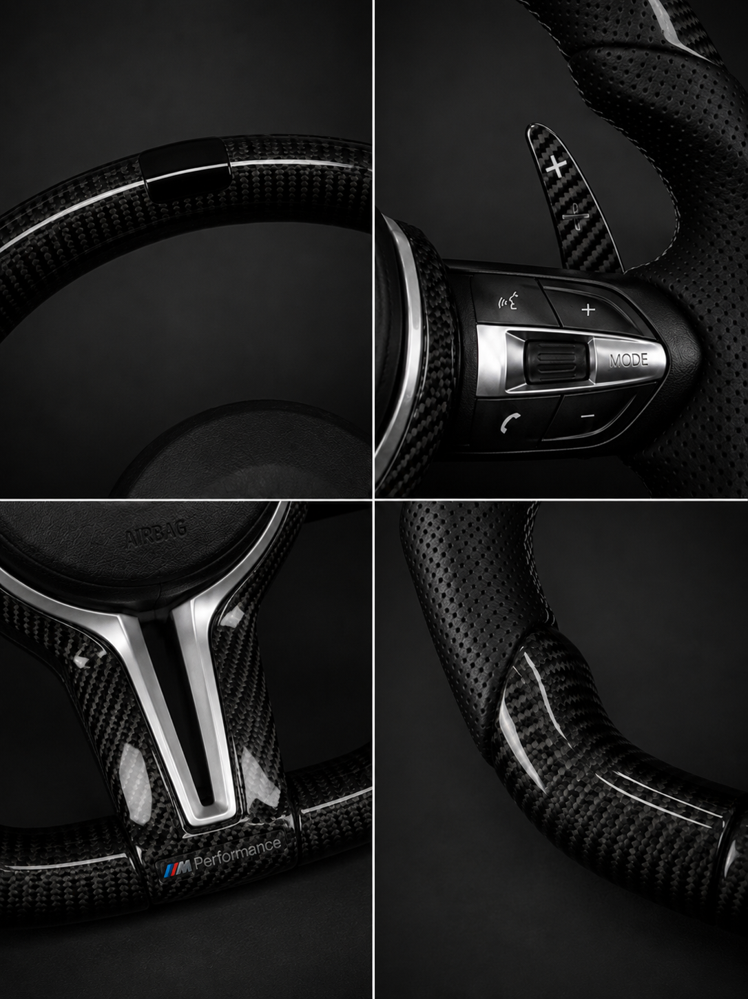 BMW M Performance Steering Wheel – Gloss Carbon Fiber, Perforated Leather & LED Shift Indicator