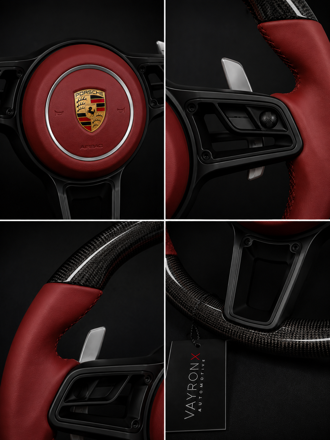Porsche Exclusive Steering Wheel – Gloss Carbon Fiber & Bordeaux Leather