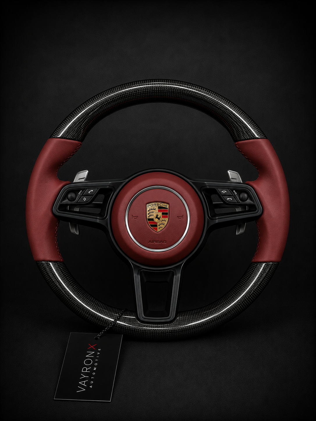 Porsche Exclusive Steering Wheel – Gloss Carbon Fiber & Bordeaux Leather