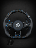 Volkswagen R Performance Steering Wheel – Blue Forged Carbon Fiber & Perforated Leather