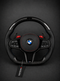BMW M Performance Steering Wheel – Gloss Carbon Fiber, Perforated Leather, M Drive Buttons & LED Shift Indicator