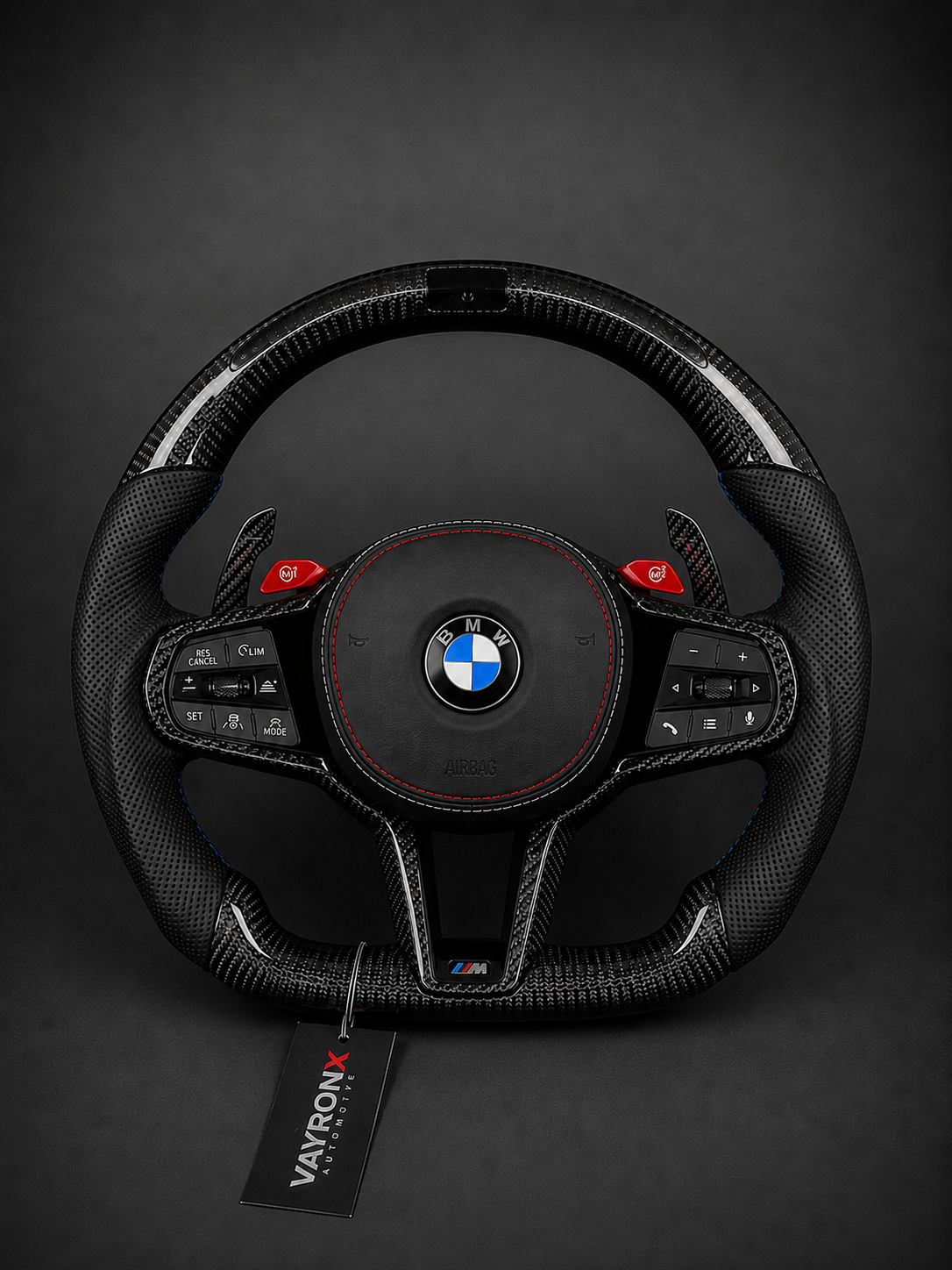 BMW M Performance Steering Wheel – Gloss Carbon Fiber, Perforated Leather, M Drive Buttons & LED Shift Indicator