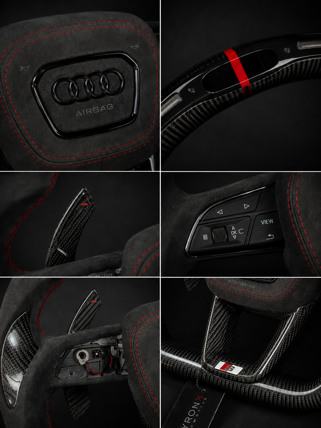 Audi S Performance Steering Wheel – Gloss Carbon Fiber, Black Alcantara & LED Shift Indicator