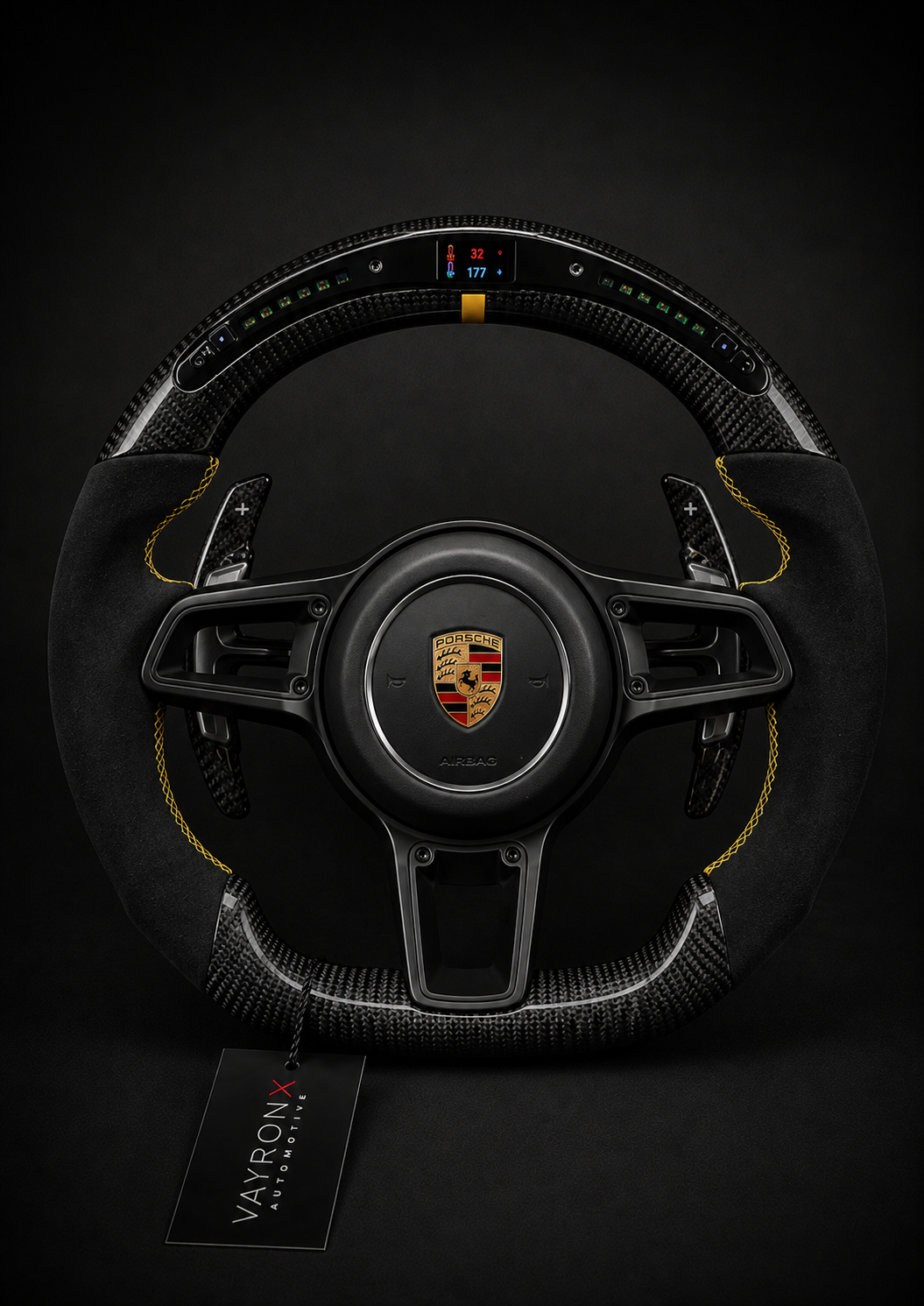 Porsche GT Performance Steering Wheel – Gloss Carbon Fiber, Alcantara & LED Display