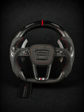 Audi S Performance Steering Wheel – Gloss Carbon Fiber, Black Alcantara & LED Shift Indicator
