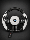 BMW M Performance Steering Wheel – Gloss Forged Carbon Fiber, White Perforated Leather & LED Shift Indicator