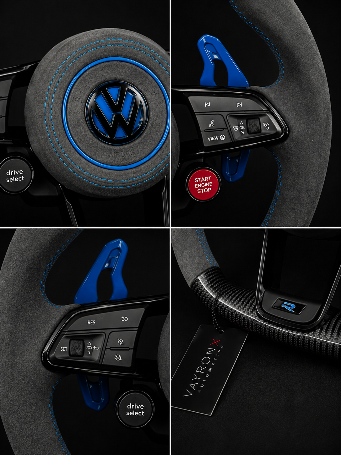 Volkswagen R Performance Steering Wheel – Gloss Carbon Fiber, Alcantara & Integrated Start Button