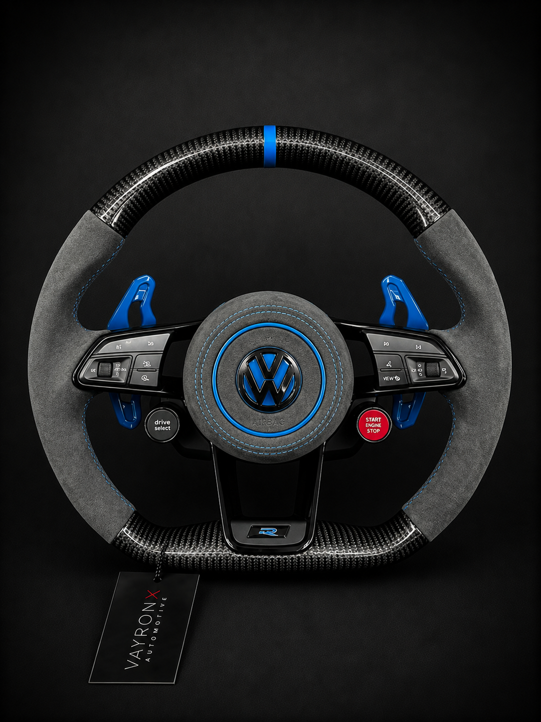 Volkswagen R Performance Steering Wheel – Gloss Carbon Fiber, Alcantara & Integrated Start Button