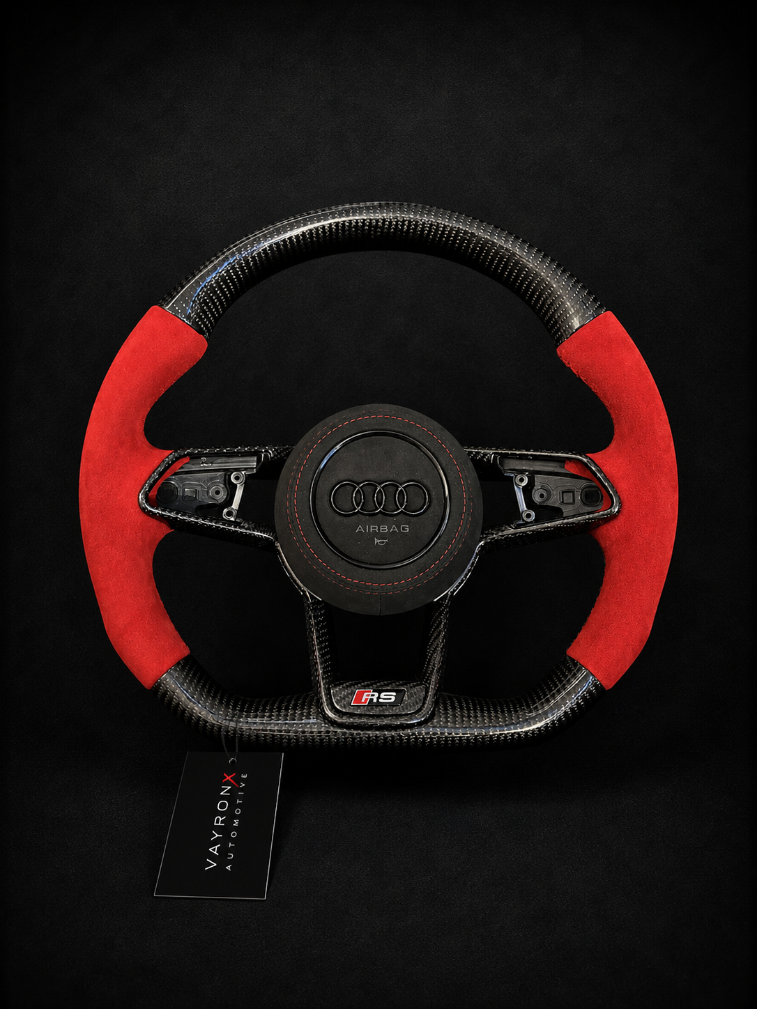 Audi RS Performance Steering Wheel – Gloss Carbon Fiber, Red Alcantara & RS Sport Design
