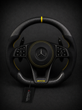 Mercedes-AMG Performance Steering Wheel – Matte Carbon Fiber, Black Leather & Yellow Center Stripe